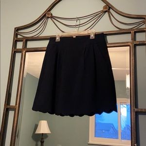 Loft navy scallop pencil skirt with pockets